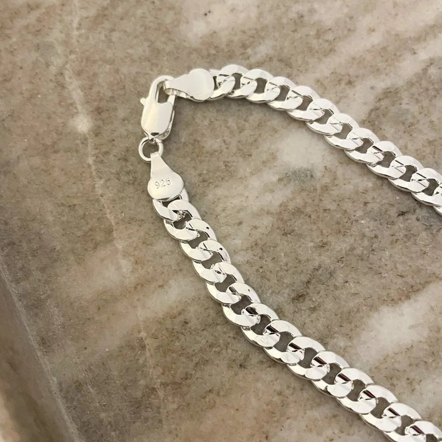 925 Sterling Silver Curb Chain Link Necklace Minimalist Stacking Layer Necklace