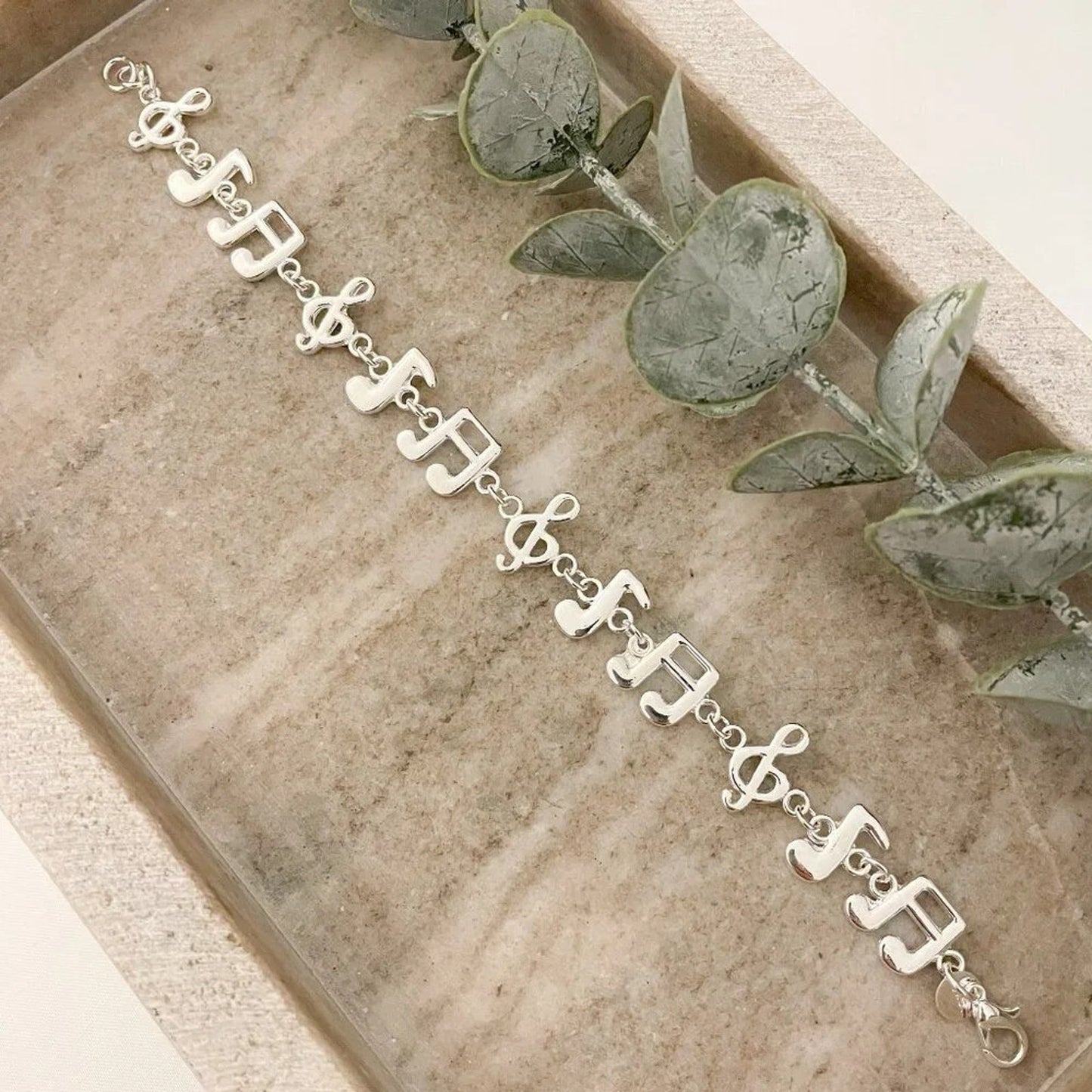 925 Sterling Silver Music Note Bracelet Charm Bracelet Unique Bracelet