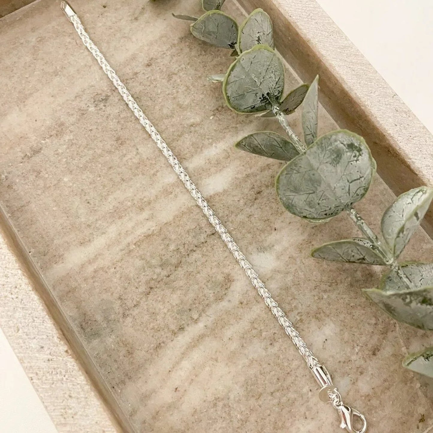 925 Sterling Silver Dainty Twist Chain Bracelet Stackable Chain Bracelet