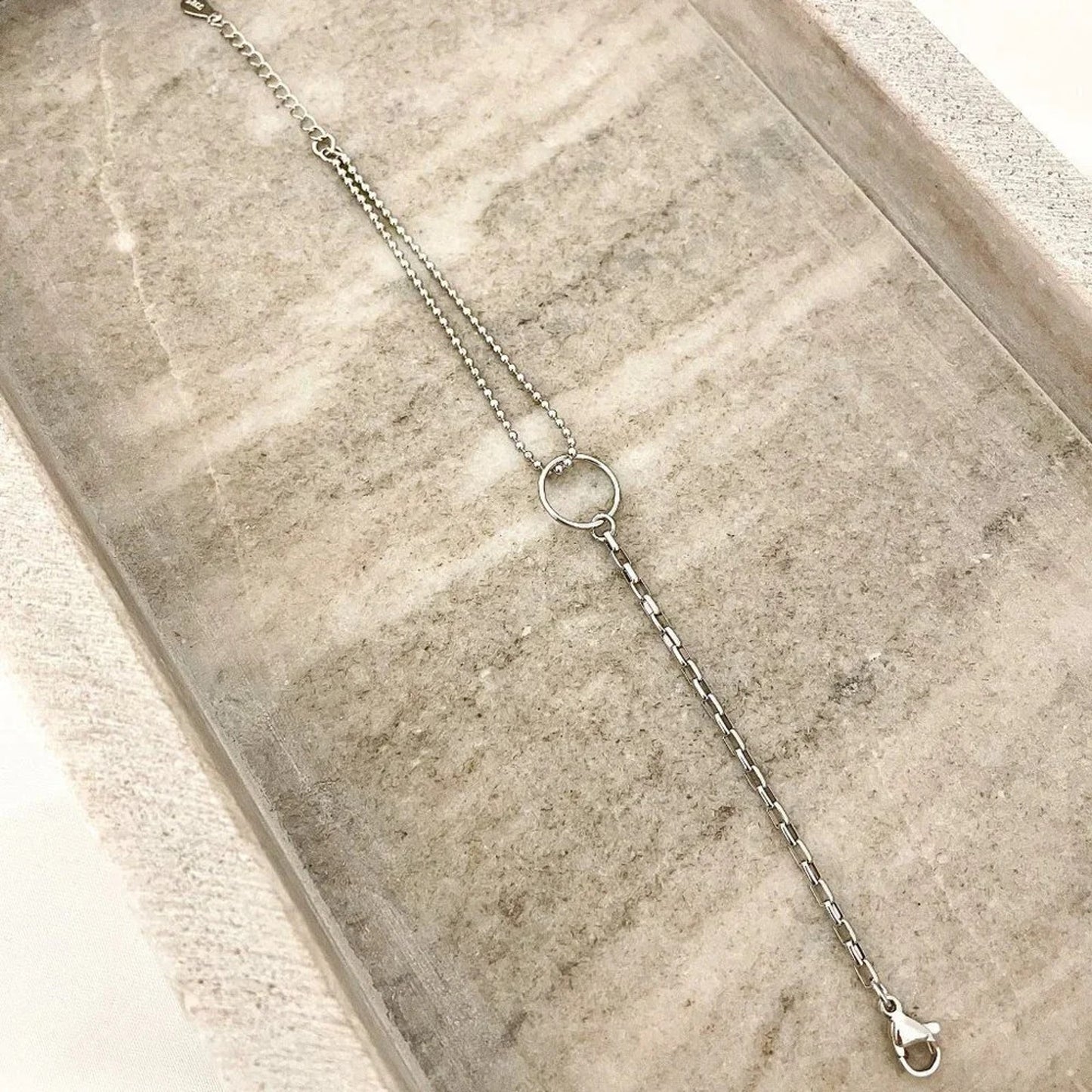 925 Sterling Silver Dainty Circle Bracelet Minimalist Asymmetric Chain Bracelet