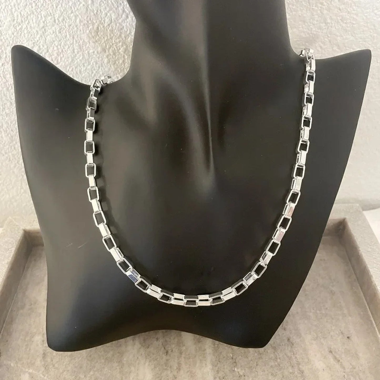 925 Sterling Silver Box Chain Link Necklace Statement Necklace 19 Inches