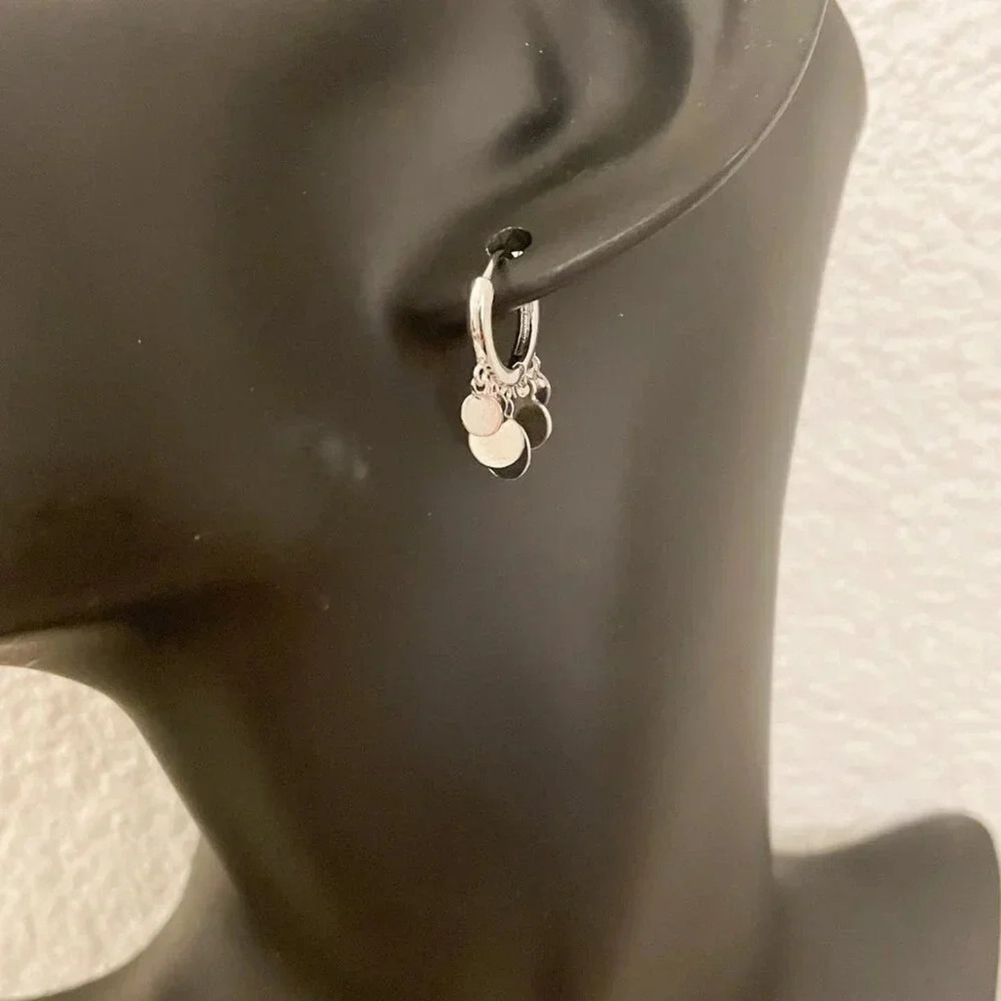 925 Sterling Silver Coin Huggie Earrings Dangle Coin Hoop Earrings Small Hoops