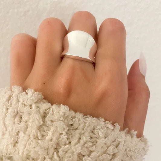 925 Sterling Silver Chunky Silver Ring Thick Wide Ring Band Statement Ring