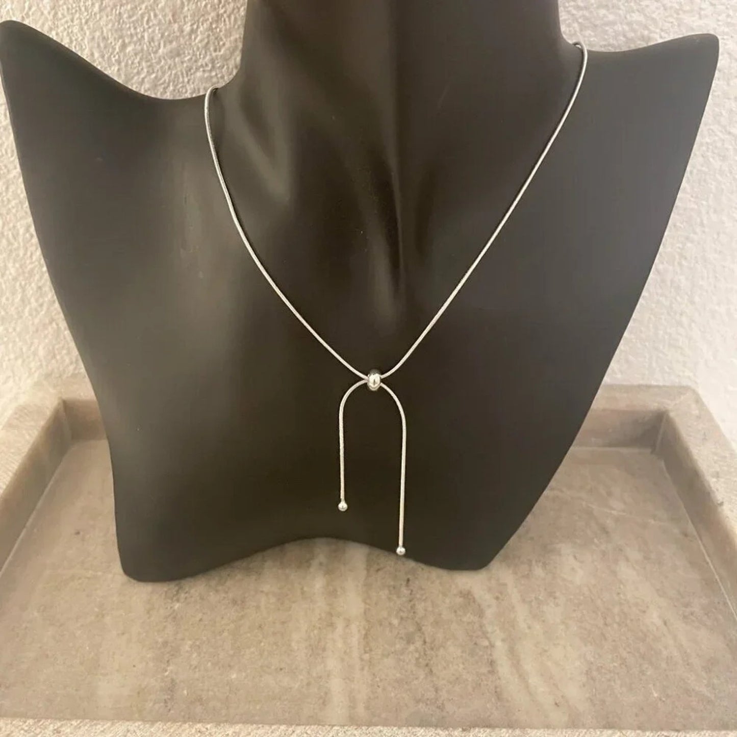 925 Sterling Silver Dainty Knot Necklace Tie Necklace Minimalist Bead Necklace
