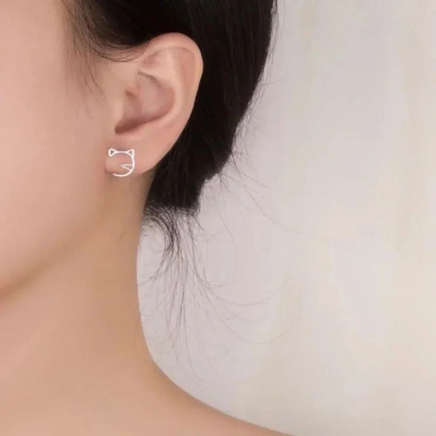 925 Sterling Silver Tiny Cat Studs Small Cat Earrings Kitty Stud Earrings