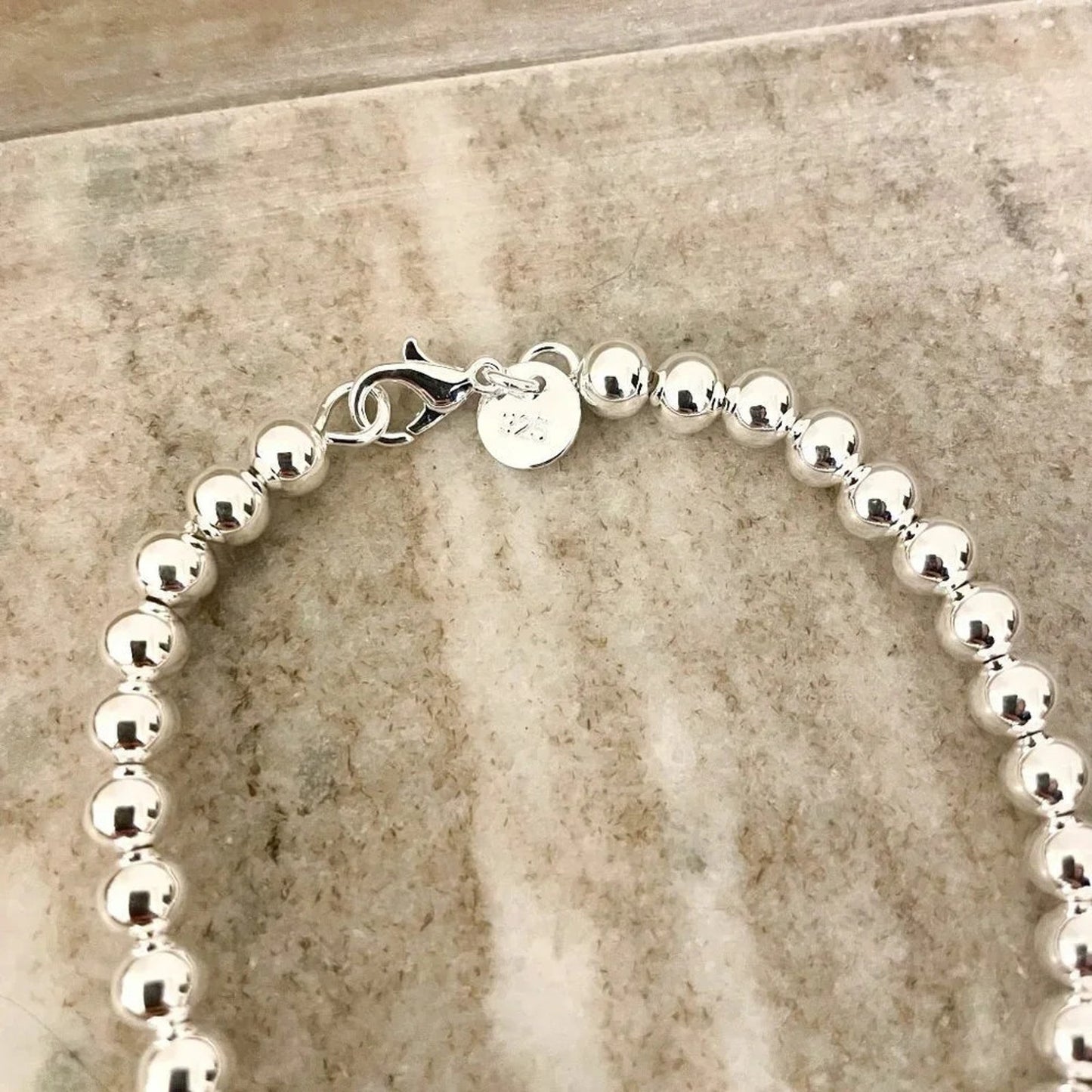 925 Sterling Silver Bead Bracelet Ball Bracelet Large Round Bracelet