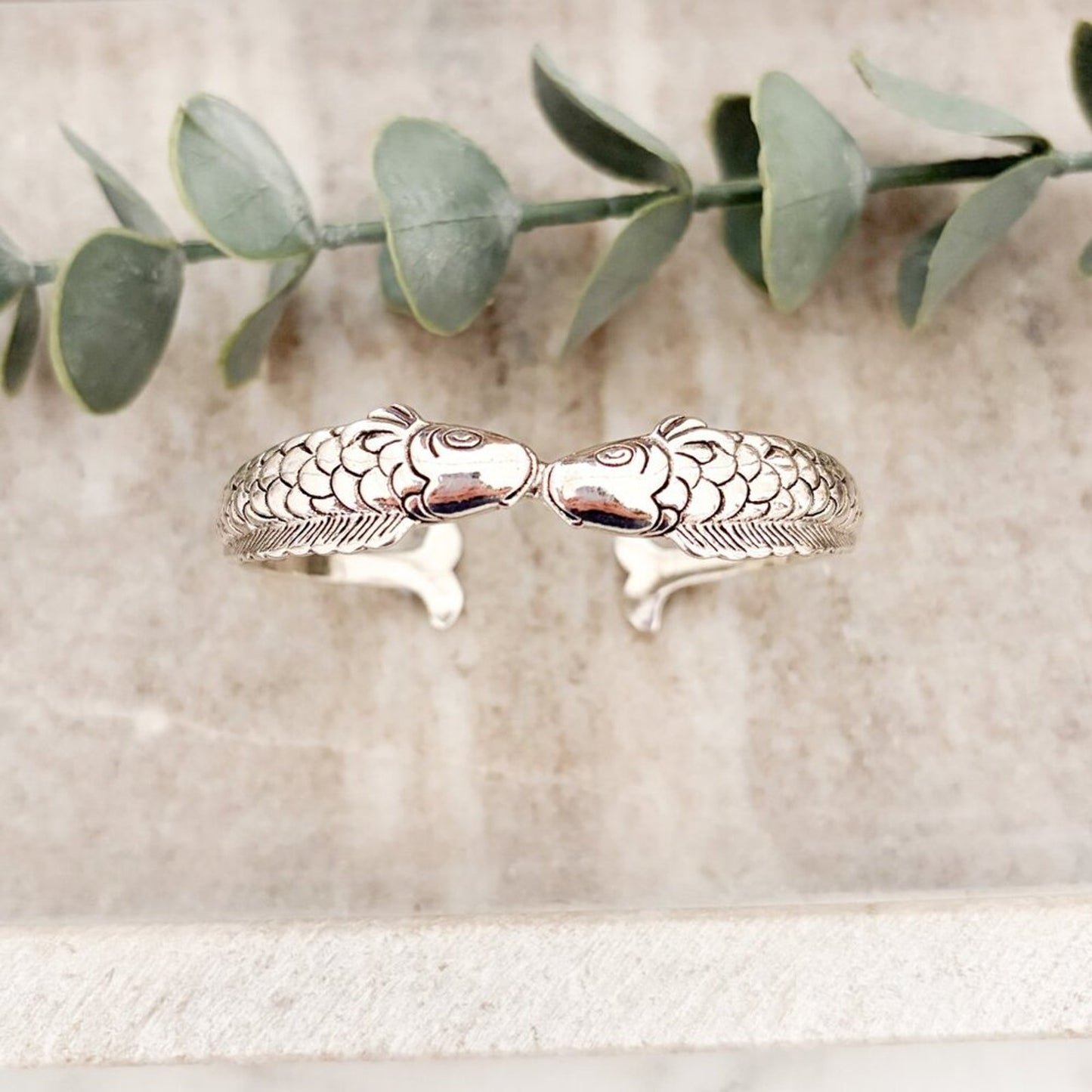 925 Sterling Silver Cuff Bracelet Fish Bracelet Bangle Bracelet