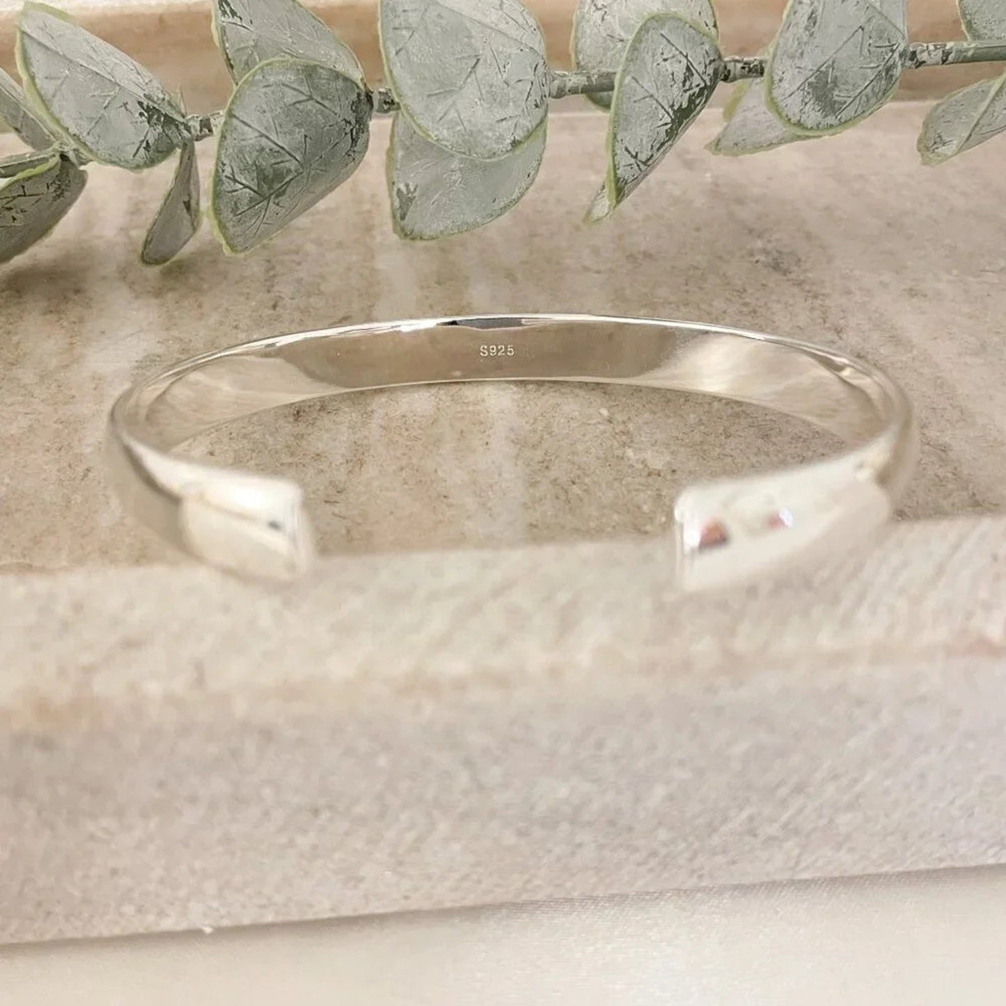 925 Sterling Silver Chunky Bangle Bracelet Classic Sterling Silver Bangle