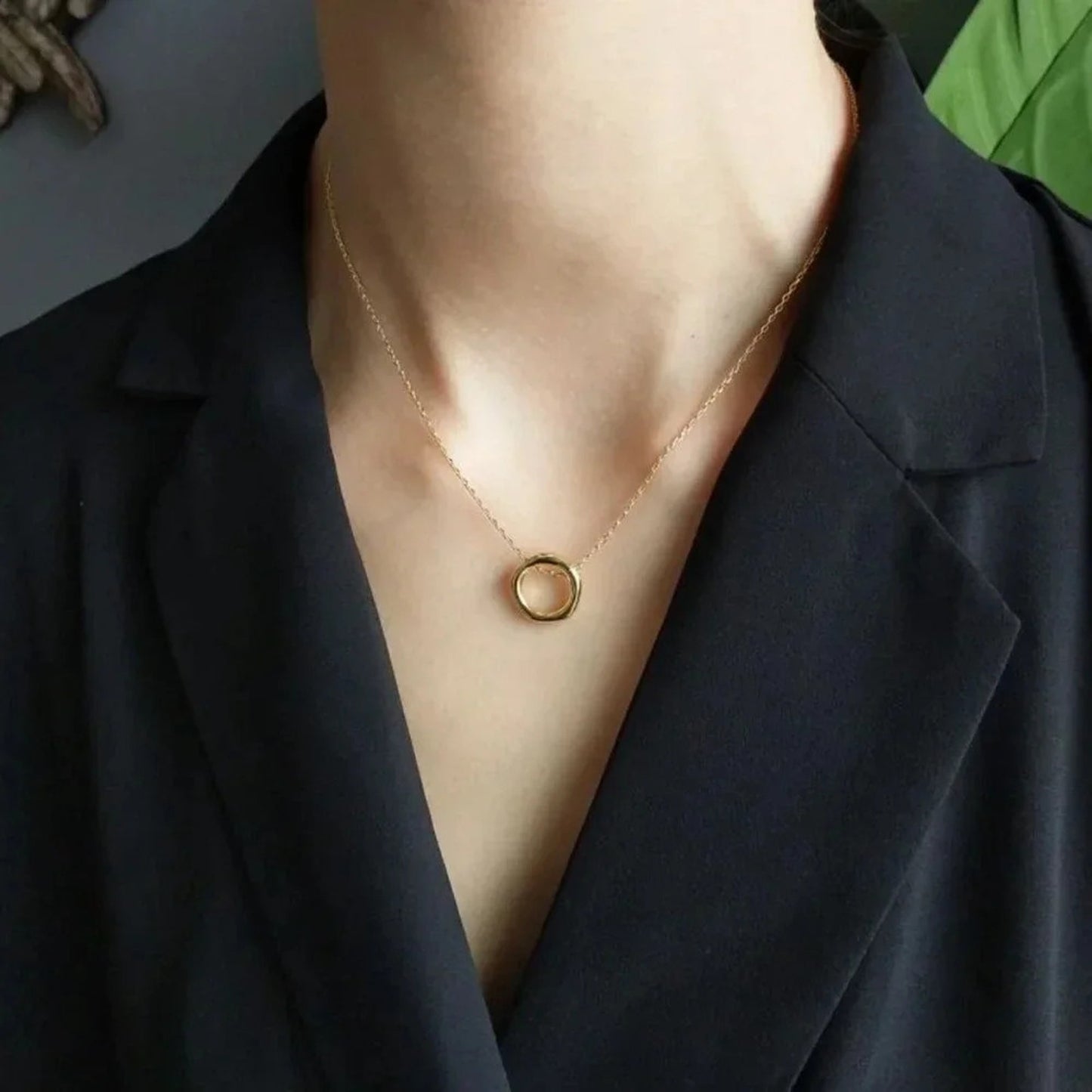925 Sterling Silver Geometric Modern Round Circle Pendant Necklace