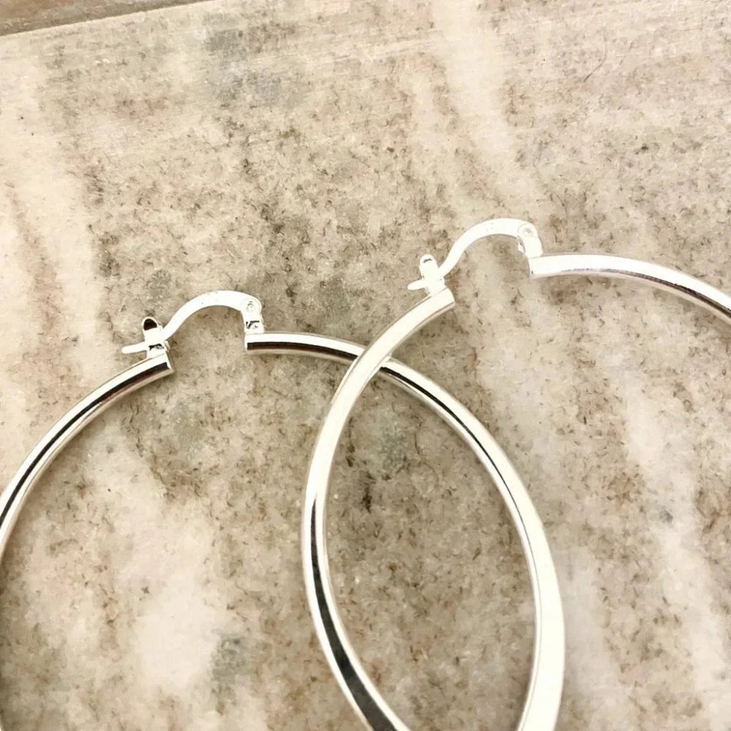 925 Sterling Silver Hoop Earrings Large Silver Hoops Modern Earrings