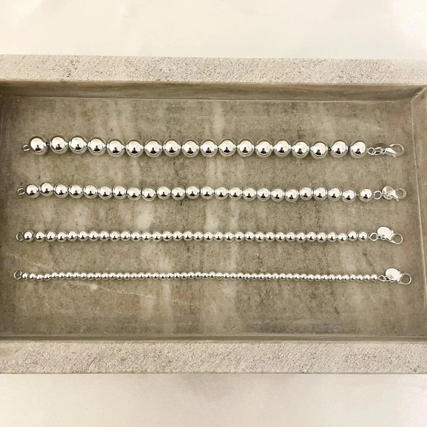 925 Sterling Silver Bead Bracelet 4 mm Ball Bracelet Small Round Bead Bracelet