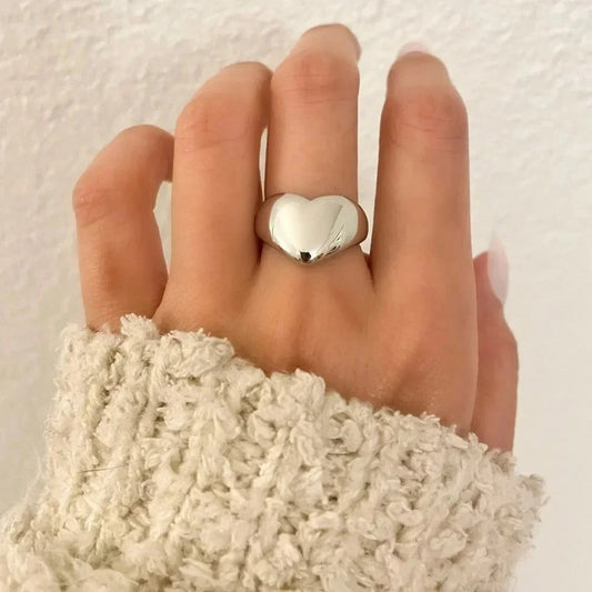 925 Sterling Silver Heart Ring Minimalist Dainty Ring Modern Ring Band
