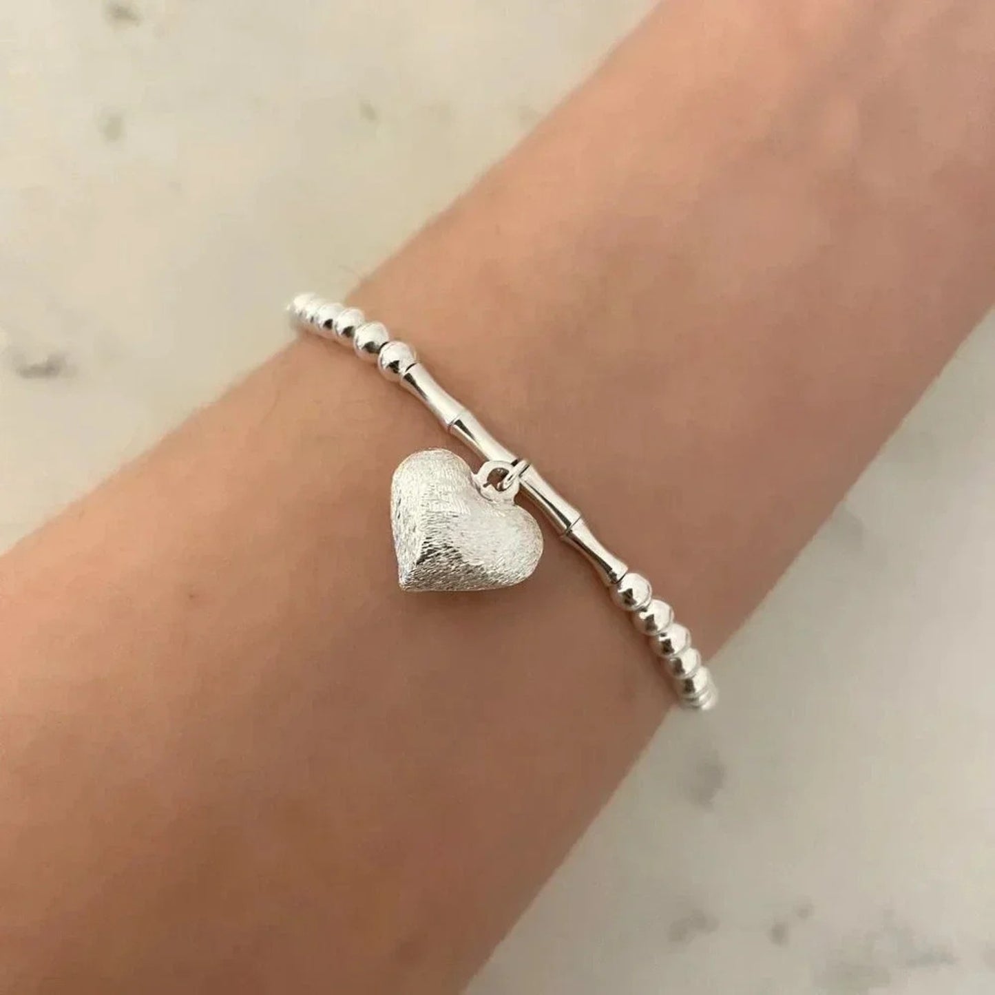 925 Sterling Silver Heart Bracelet Bead Bracelet Unique Trendy Bracelet