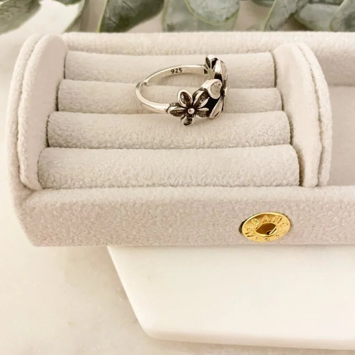 925 Sterling Silver Vintage Flower Ring Dainty Minimalist Ring