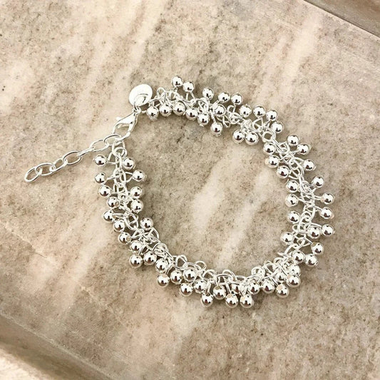 925 Sterling Silver Bead Bracelet 4 MM Ball Bracelet Dangle Bead Bracelet