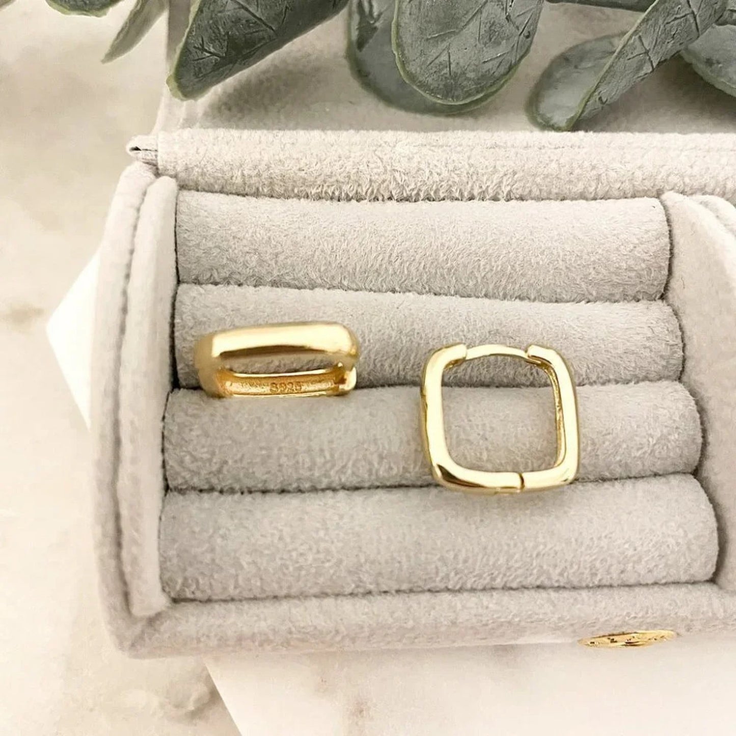 925 Sterling Silver Square Earrings Geometric Huggie Hoop Earrings Small Huggies