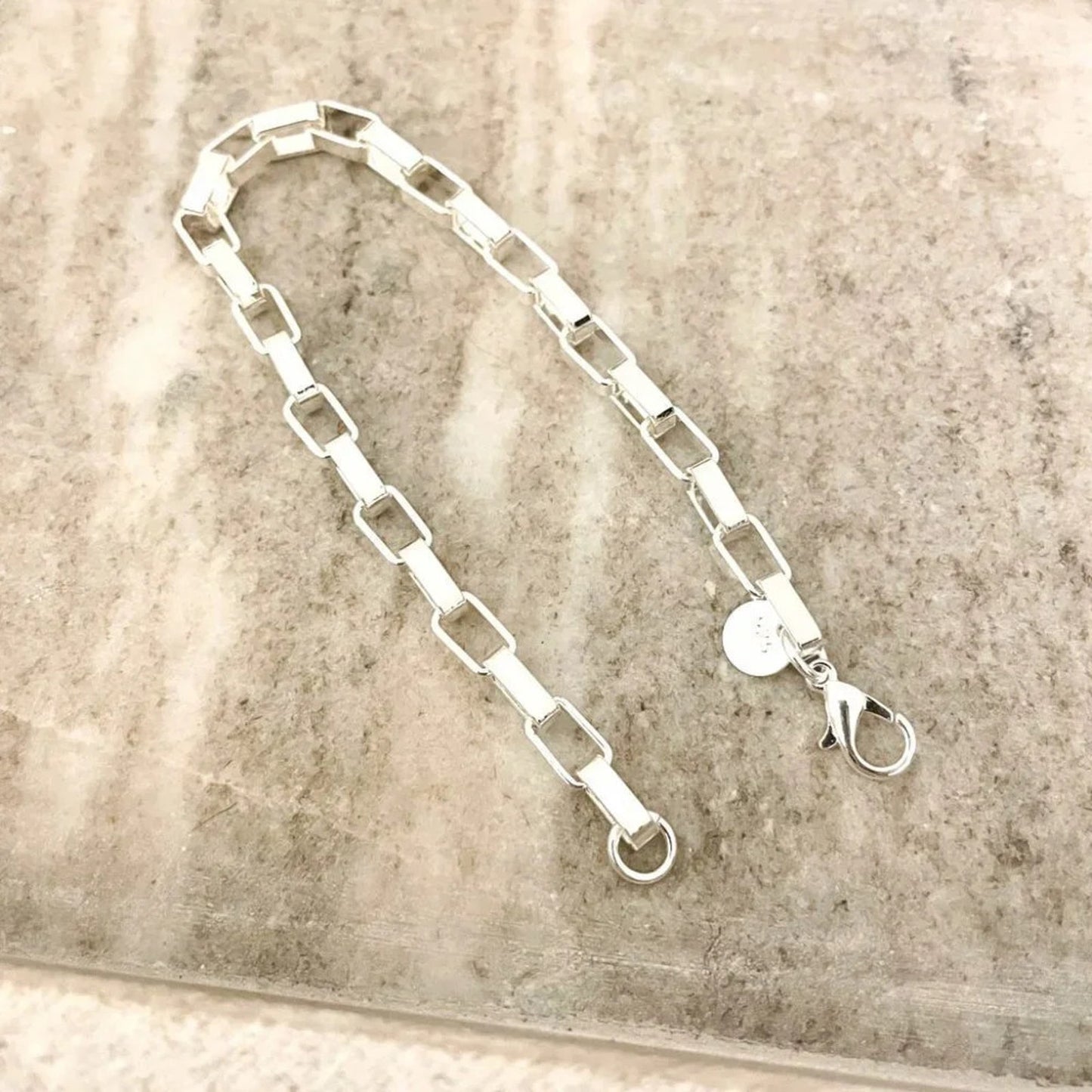 925 Sterling Silver Box Chain Bracelet Link Bracelet 8 inch Bracelet