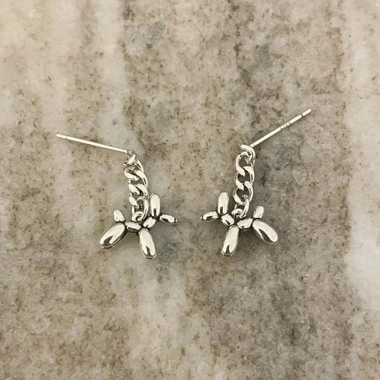 925 Sterling Silver Balloon Animal Earrings Cute Dog Earrings Small Earrings