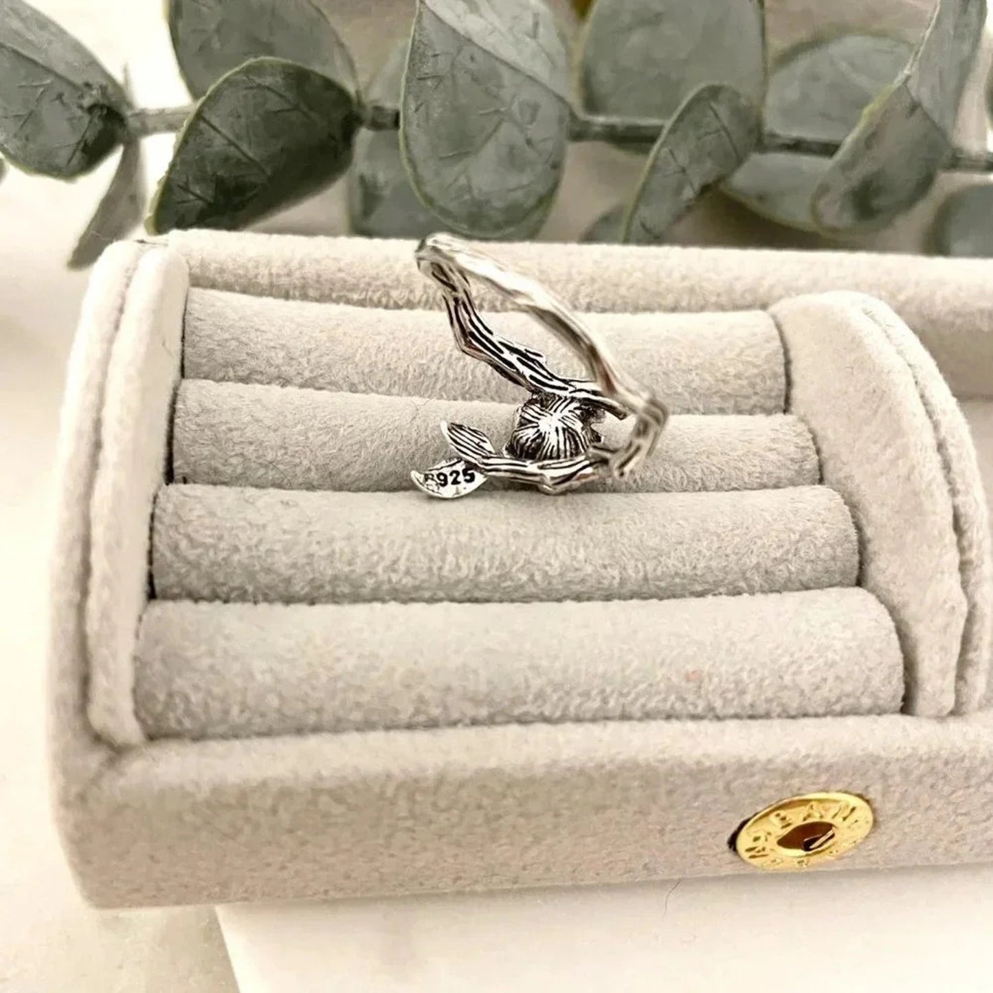 925 Sterling Silver Rose Engraved Ring Silver Vintage Flower Ring