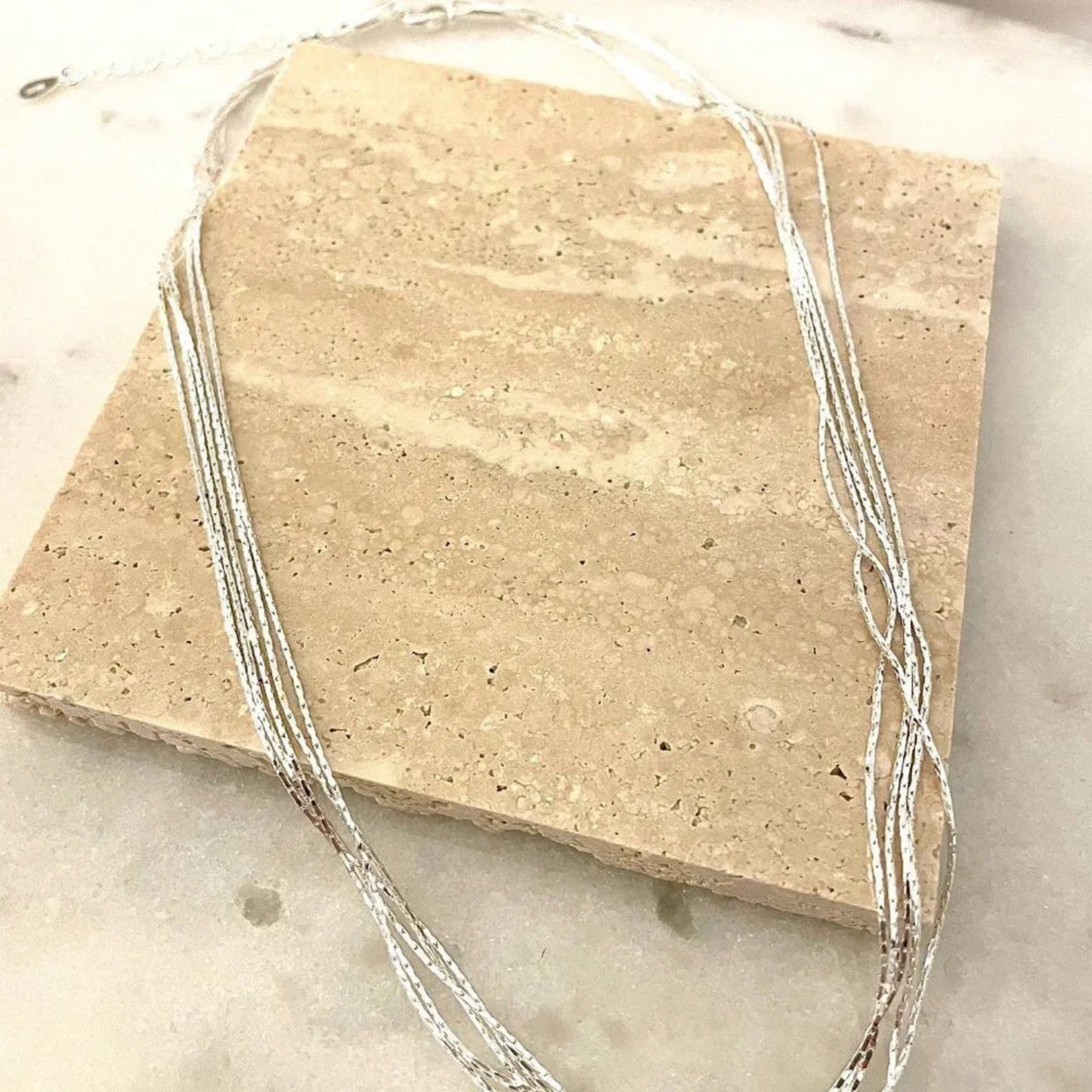925 Sterling Silver Multi Layer Necklace Thin Herringbone Chain Necklace