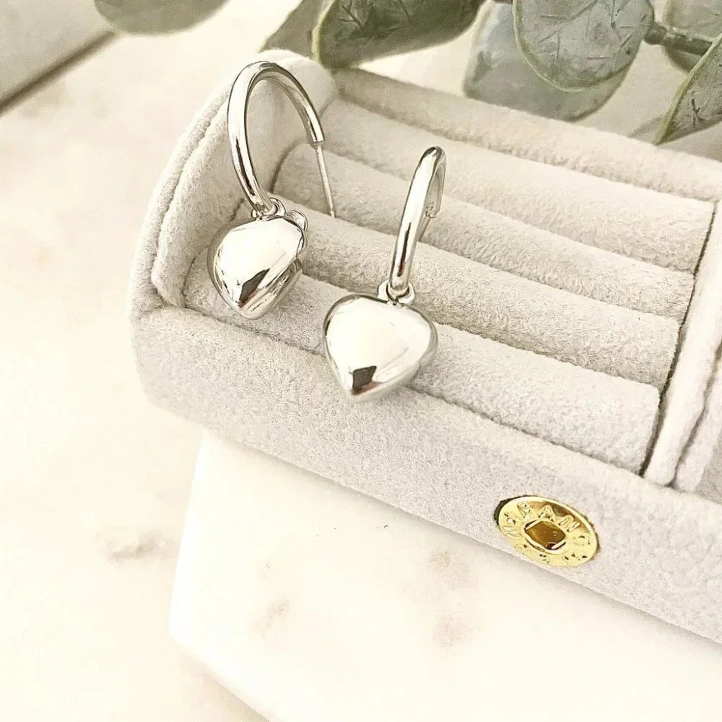 925 Sterling Silver Heart Huggies Heart Hoop Earrings Chunky Hoop Earrings