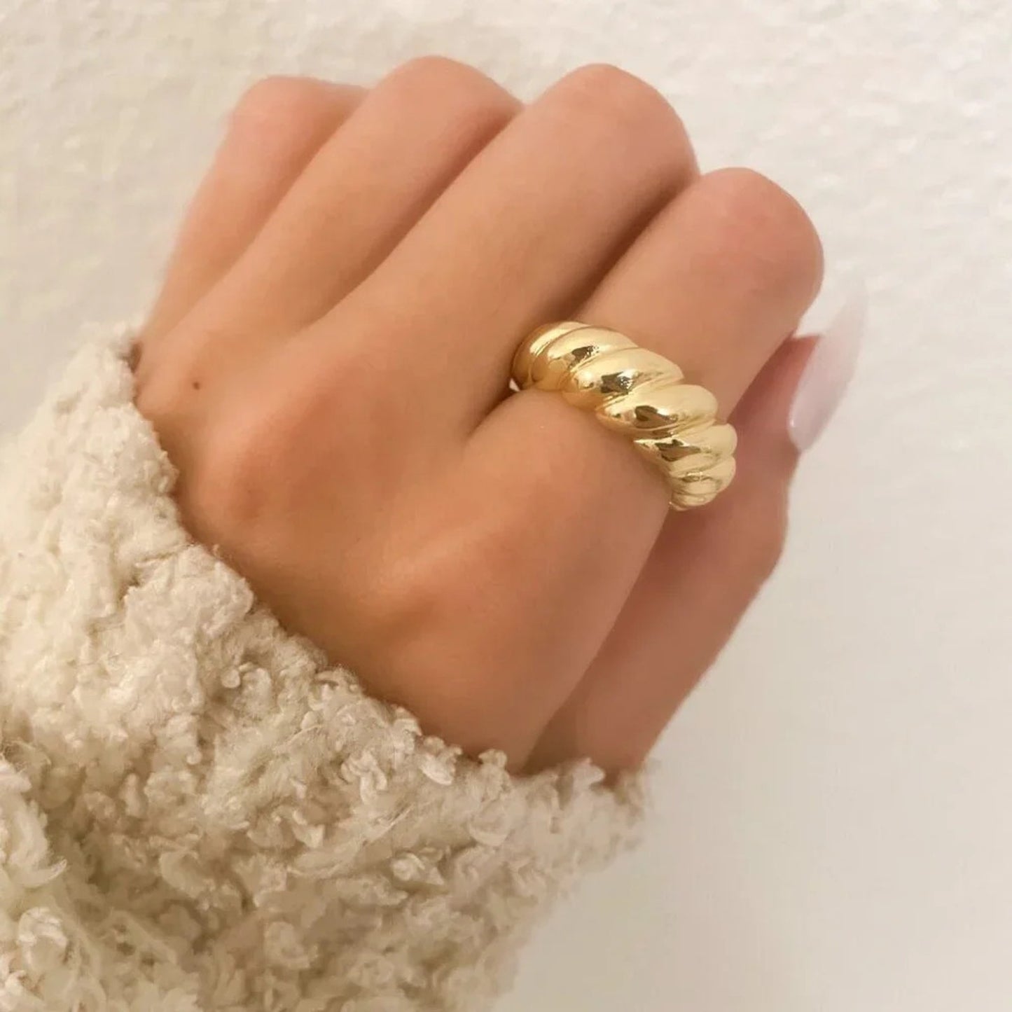 925 Sterling Silver Croissant Ring Statement Ring Chunky Thick Ring
