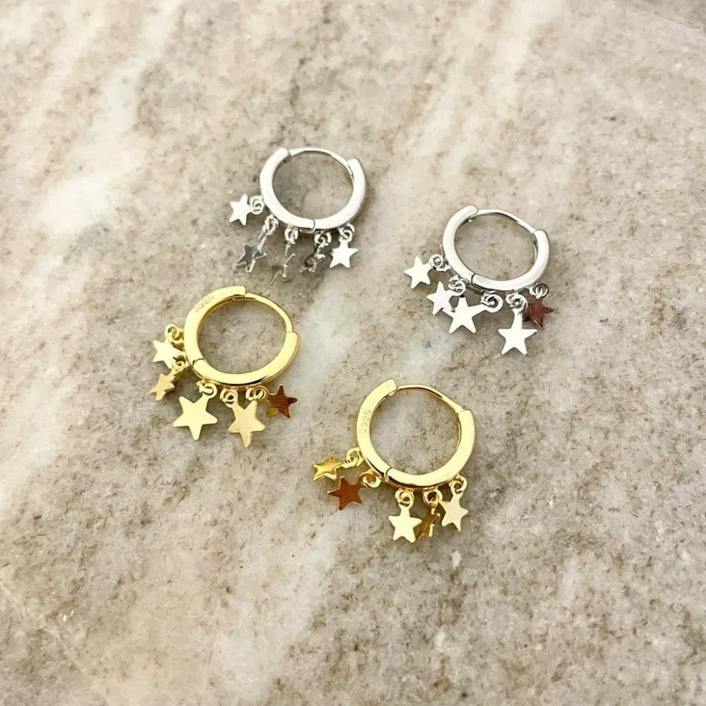 925 Sterling Silver Star Huggie Earrings Star Hoop Earrings Small Huggies