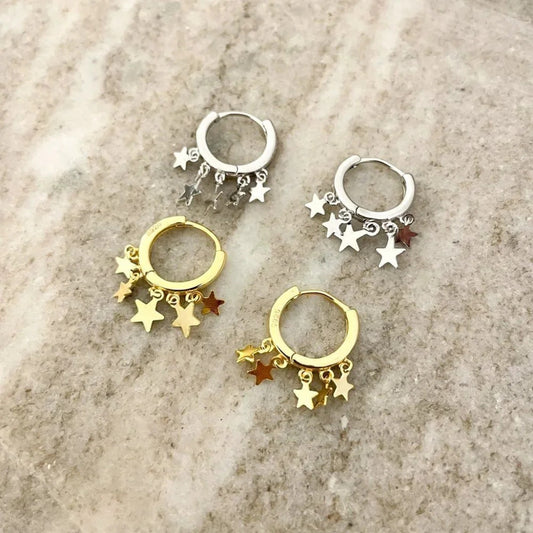 925 Sterling Silver Star Huggie Earrings Star Hoop Earrings Small Huggies