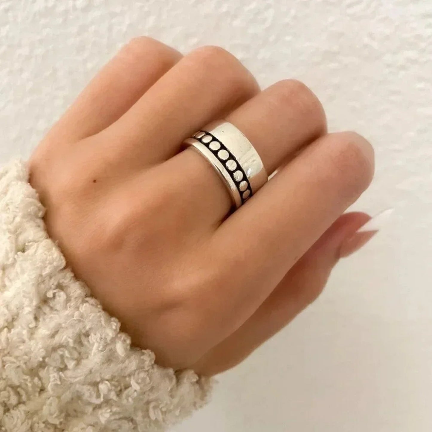 925 Sterling Silver Chunky Ring Vintage Ring Thick Wide Ring Band