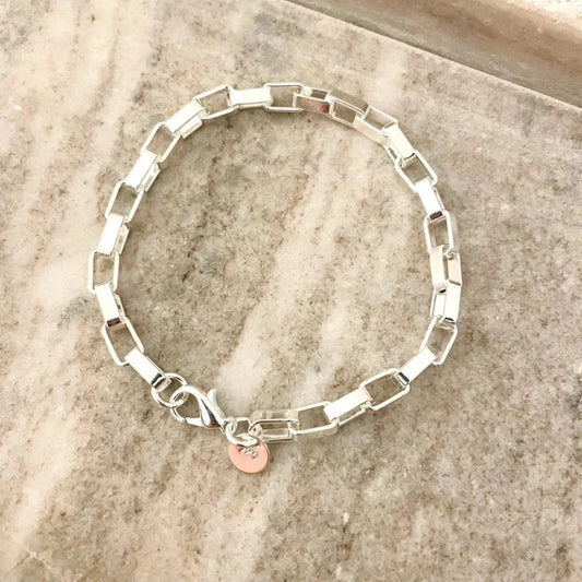 925 Sterling Silver Box Chain Bracelet Link Bracelet 8 inch Bracelet