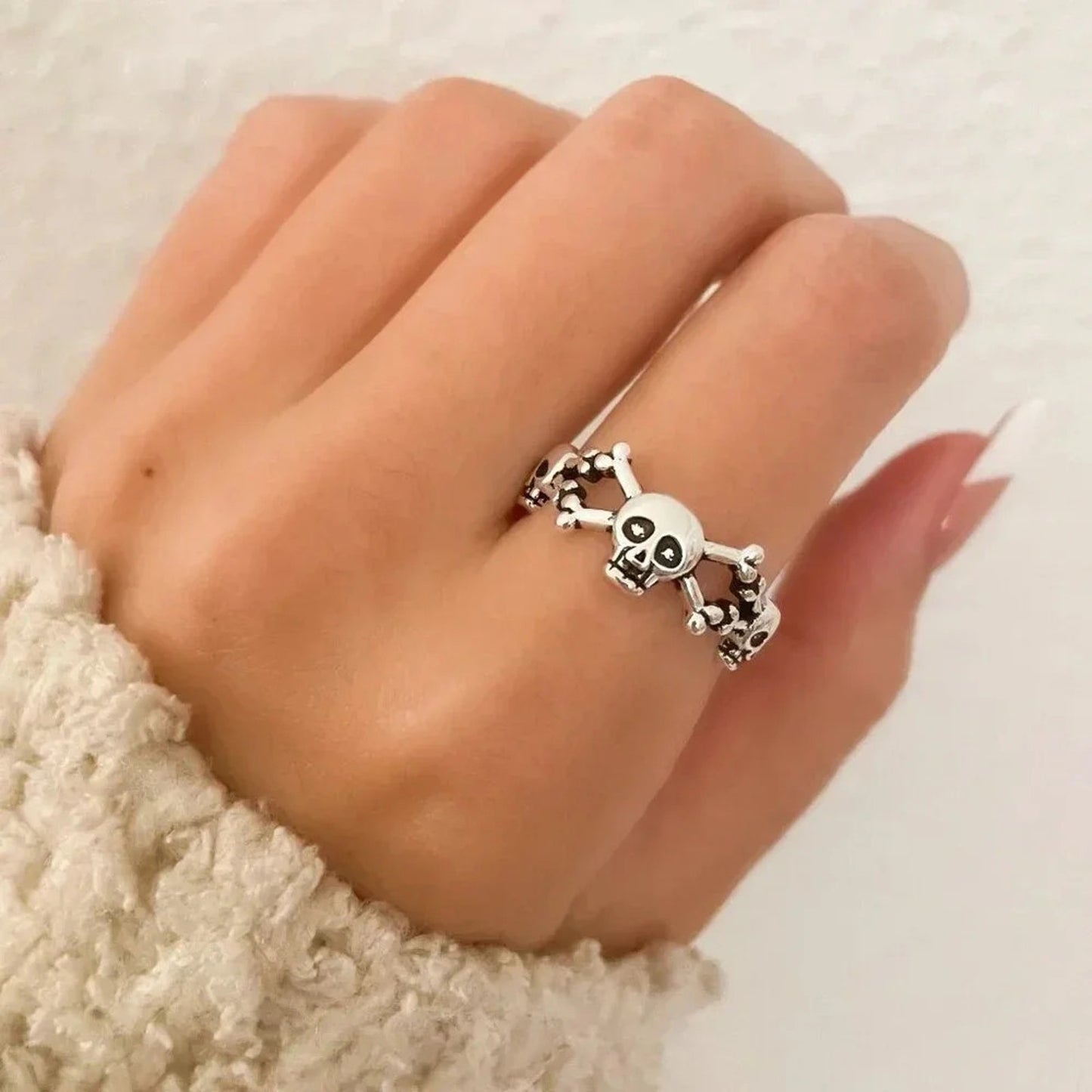 925 Sterling Silver Skull Ring Skeleton Ring Bone Ring Modern Minimalist Ring