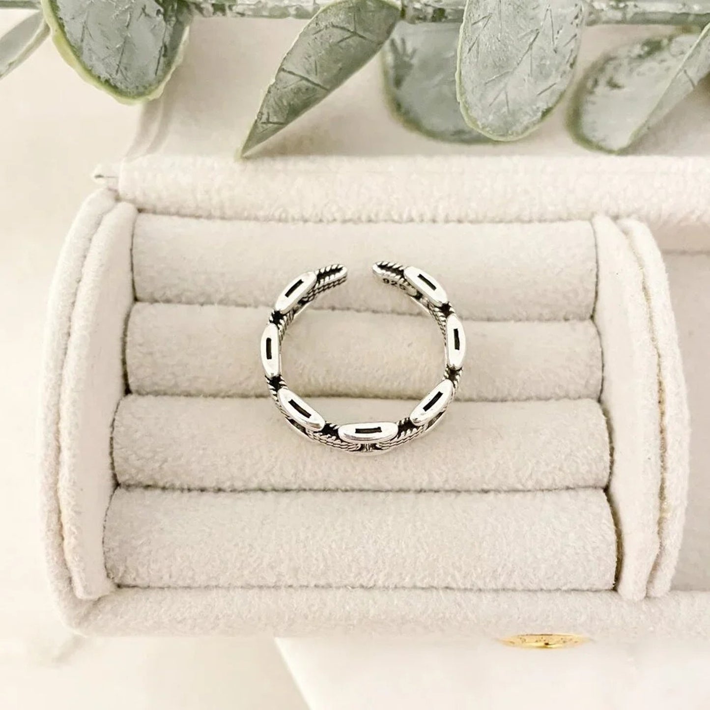925 Sterling Silver Minimalist Ring Chain Link Ring Modern Ring Band