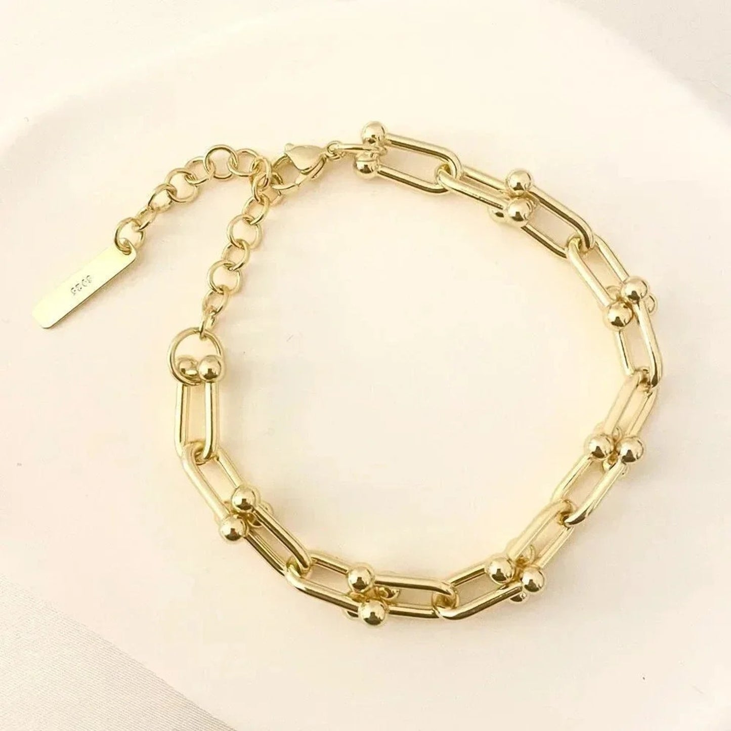 925 Sterling Silver Minimalist Bracelet U Link Hardware Chain Link Bracelet