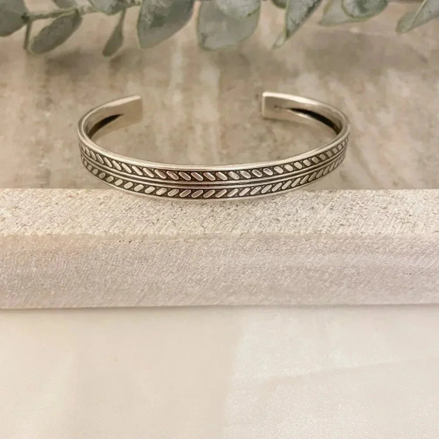 925 Sterling Silver Mens Bangle Bracelet Vintage Cuff Bracelet