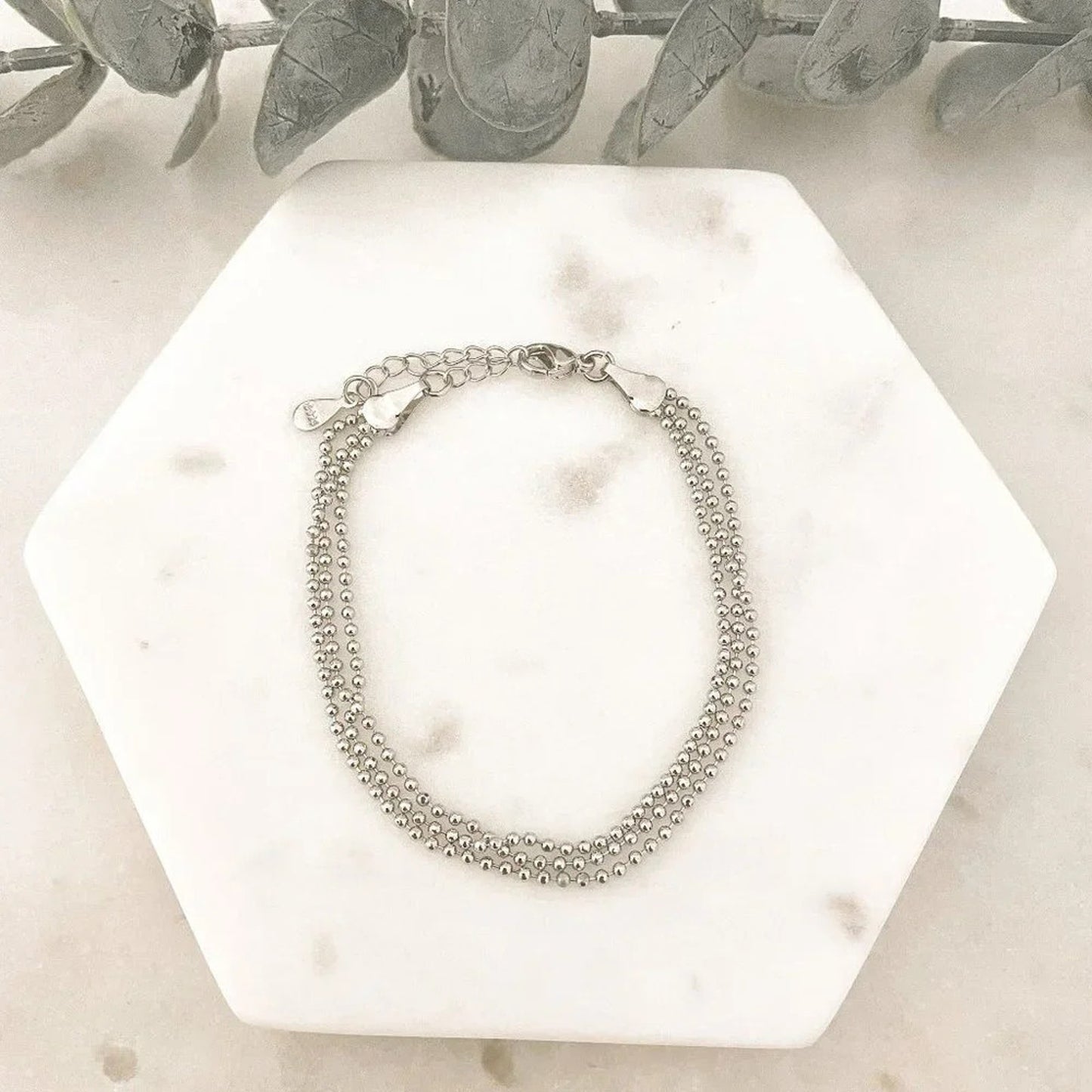 925 Sterling Silver Triple Layer Circle Bracelet Dainty Bracelet