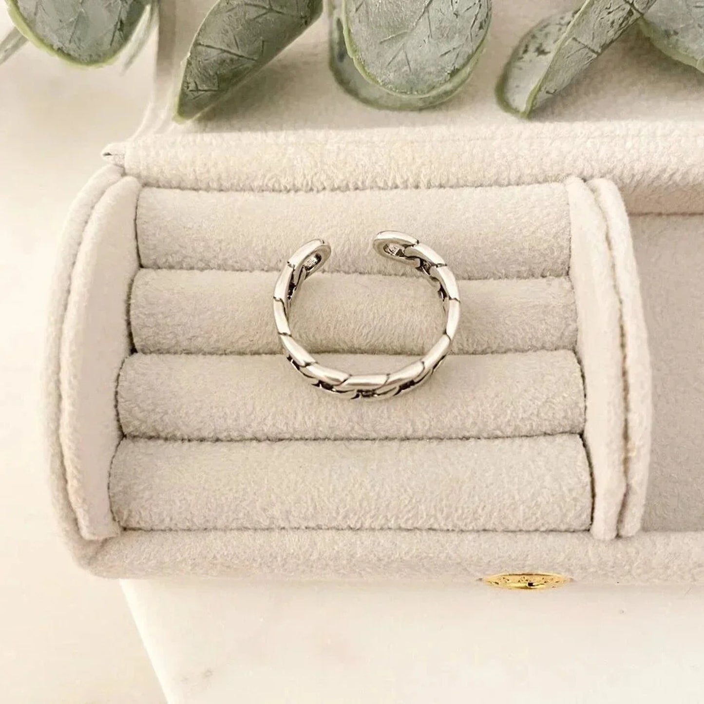 925 Sterling Silver Chunky Chain Link Ring Minimalist Curb Chain Ring
