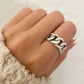 925 Sterling Silver Chunky Chain Link Ring Minimalist Curb Chain Ring