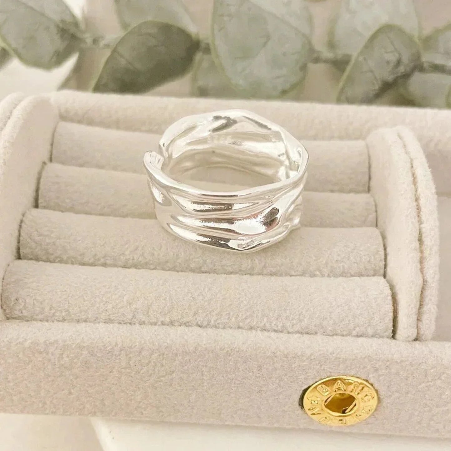 925 Sterling Silver Chunky Ring Textured Ring Large Bold Statement Ring