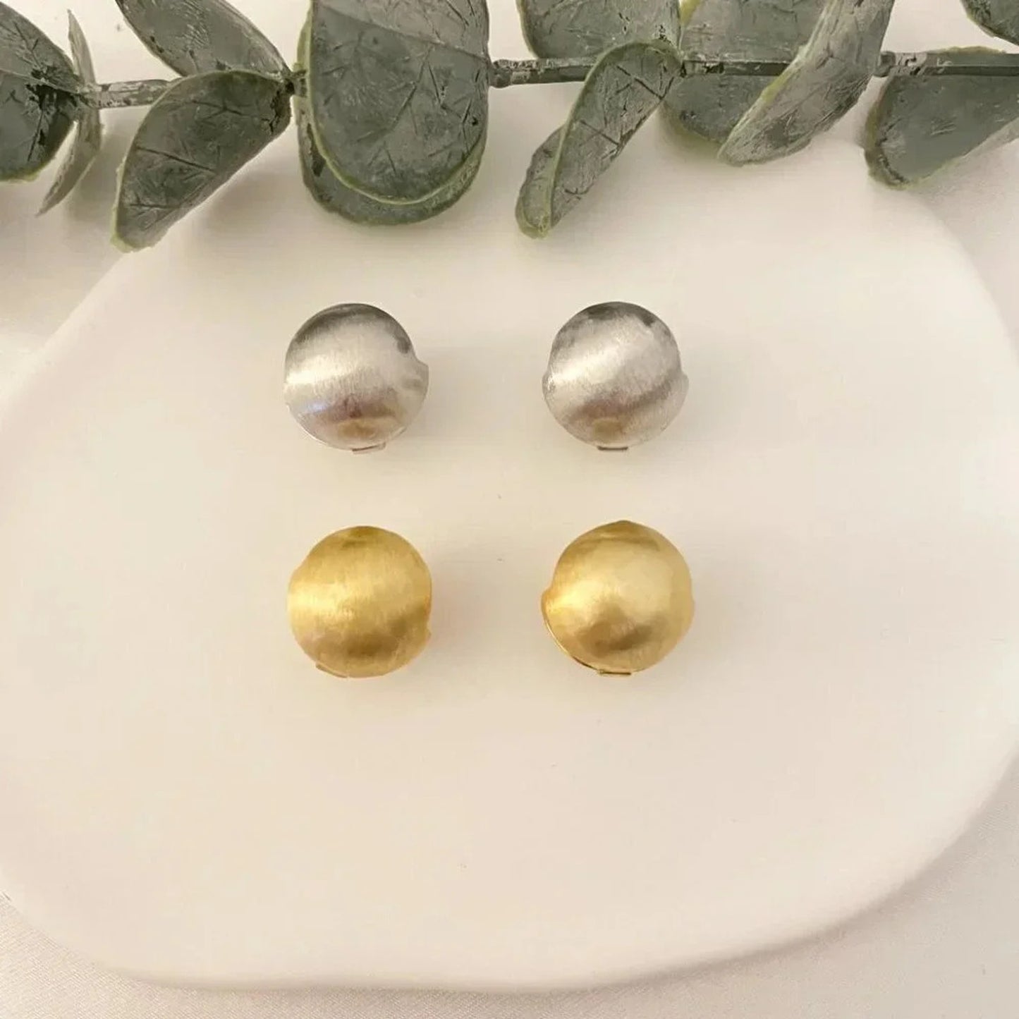 925 Sterling Silver Matte Ball Earrings Sphere Round Huggie Earrings