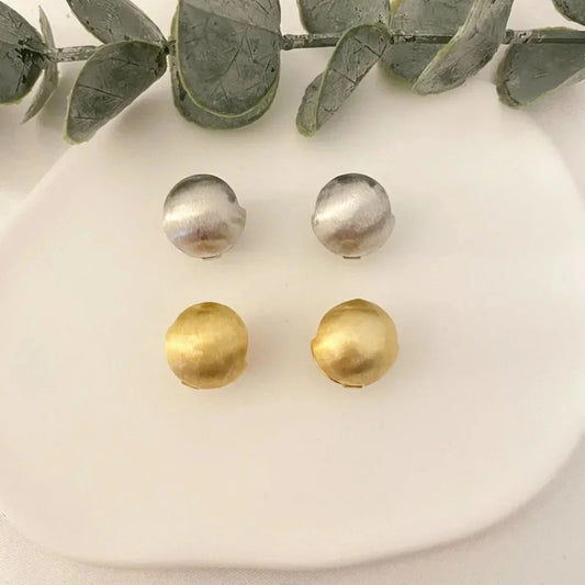 925 Sterling Silver Matte Ball Earrings Sphere Round Huggie Earrings