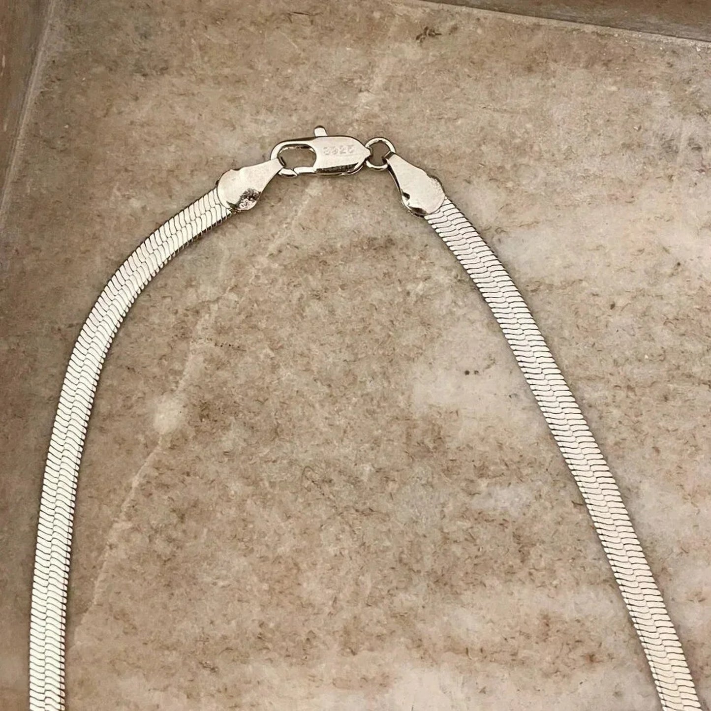 925 Sterling Silver Snake Chain Necklace Herringbone Necklace Chain 4 MM