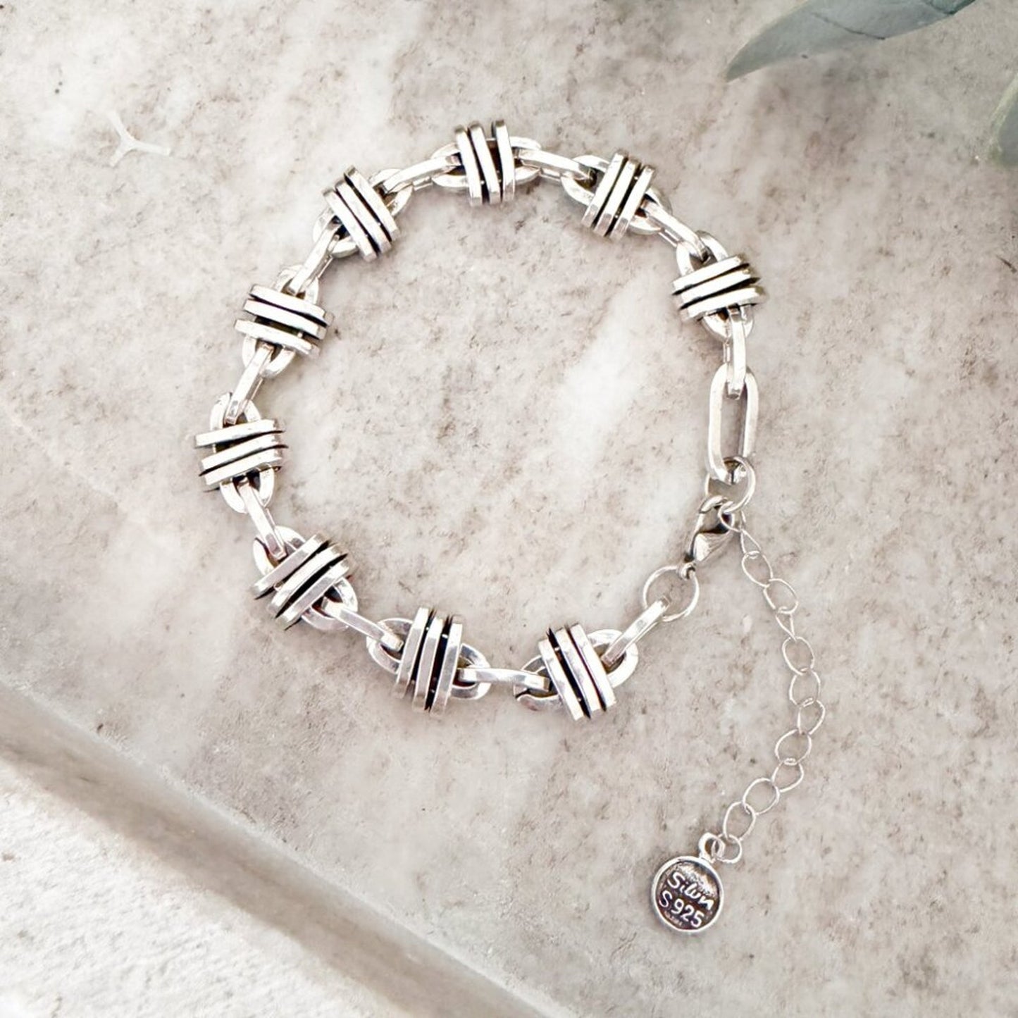 925 Sterling Silver Chain Link Bracelet Modern Trendy Link Bracelet