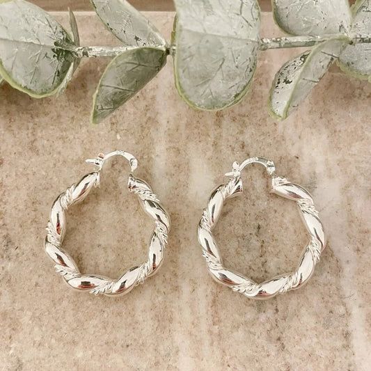 925 Sterling Silver Hoop Earrings Twist Circle Hoop Earrings Silver Small Hoops