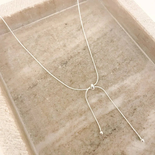 925 Sterling Silver Dainty Knot Necklace Tie Necklace Minimalist Bead Necklace