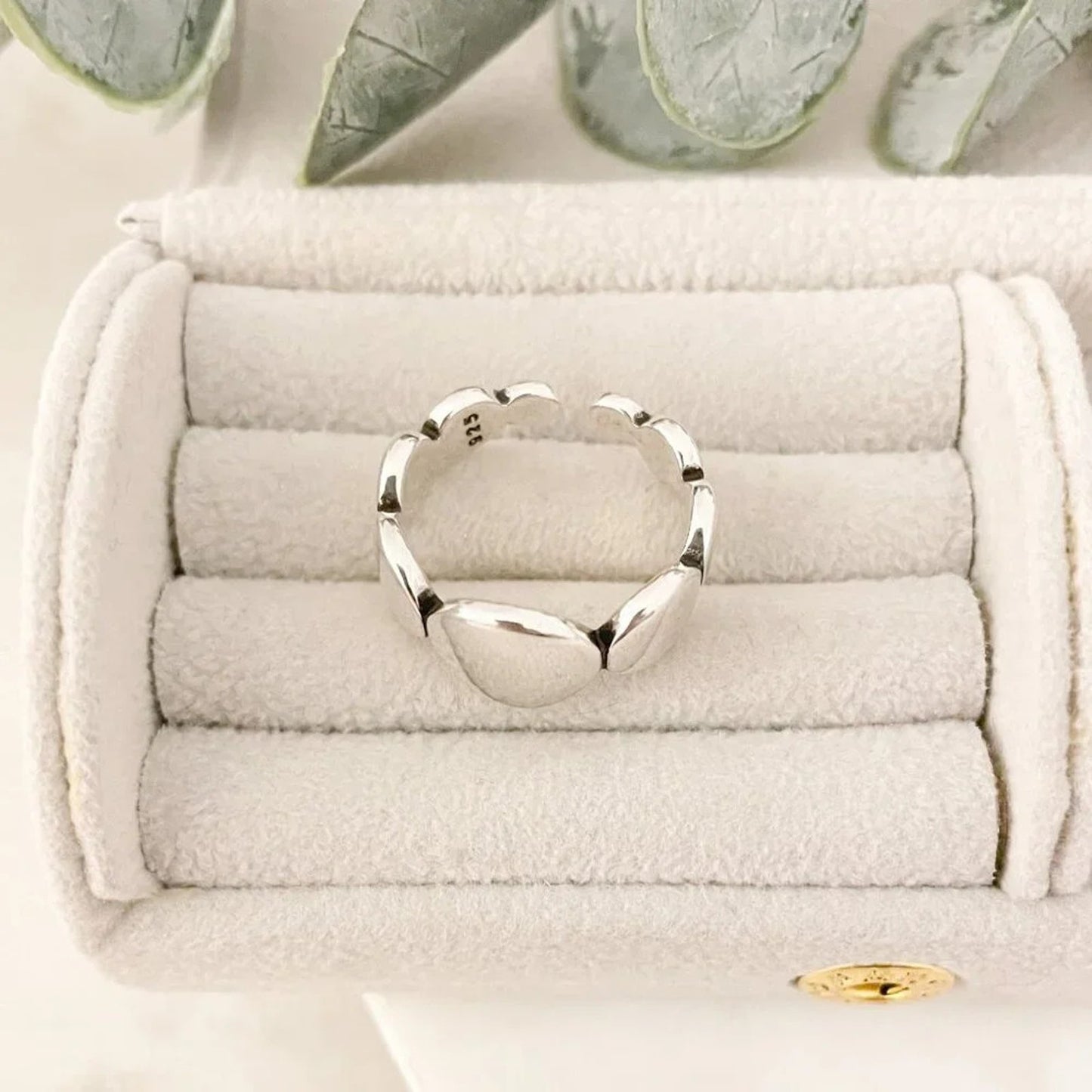 925 Sterling Silver Oval Ring Band Minimalist Ring Geometric Round Circle Ring