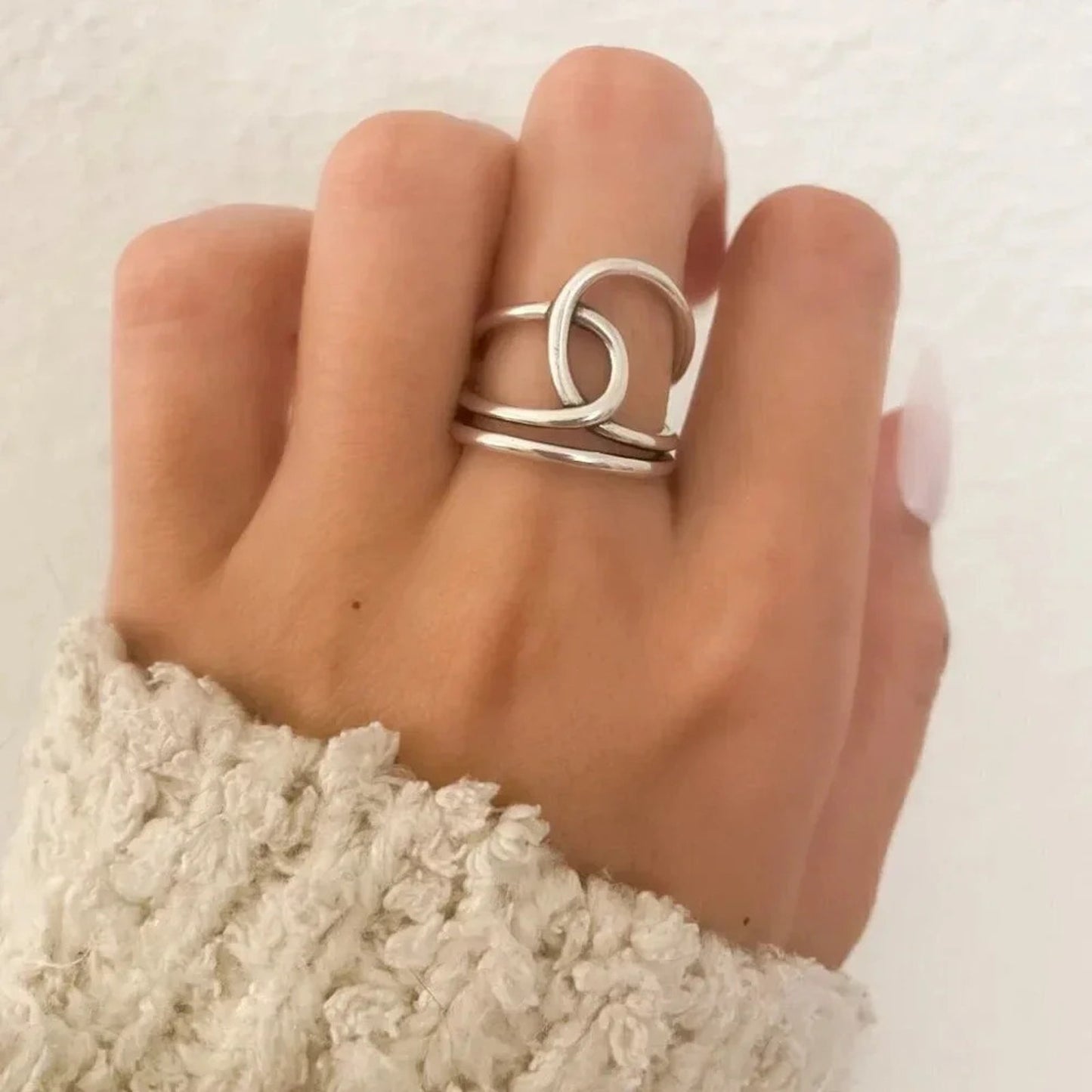925 Sterling Silver Big Knot Statement Ring Dainty Adjustable Ring Twist Ring