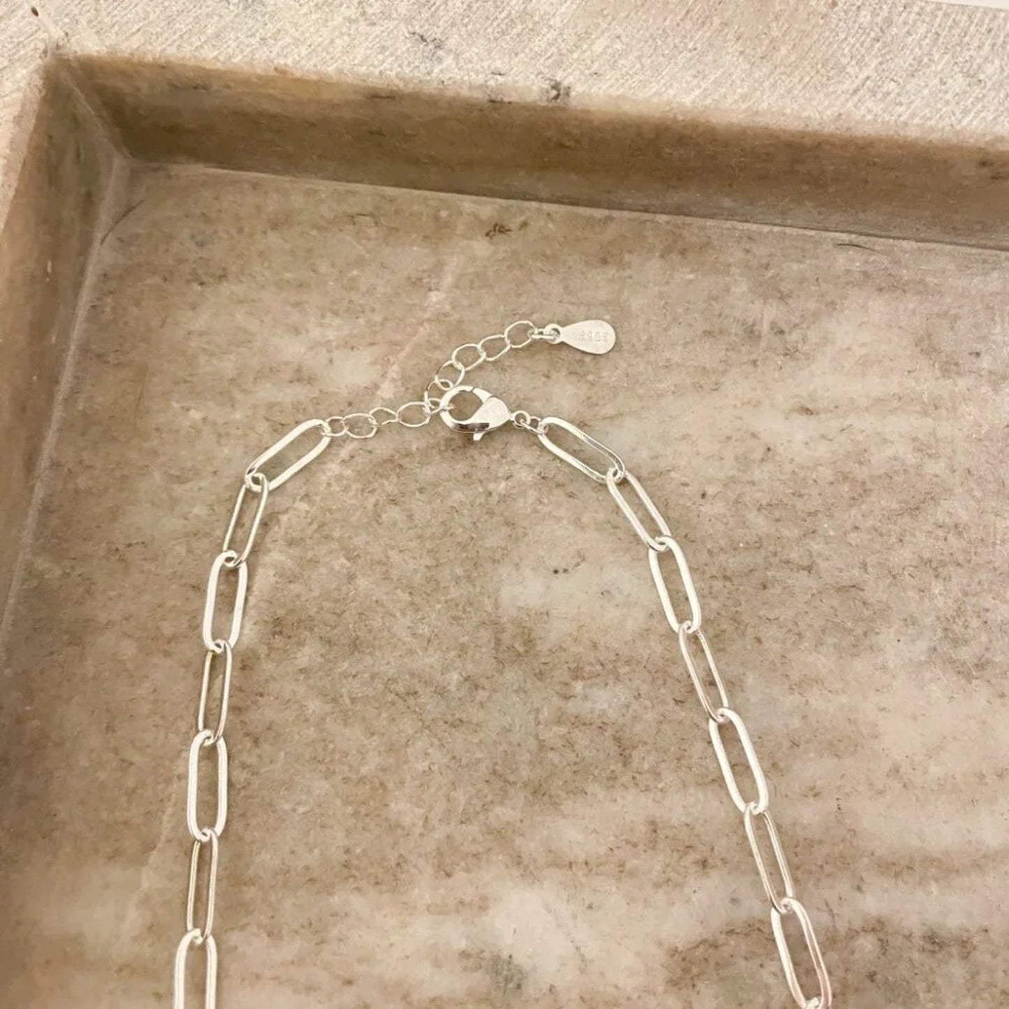 925 Sterling Silver Paperclip Necklace Minimalist Stacking Layer Necklace