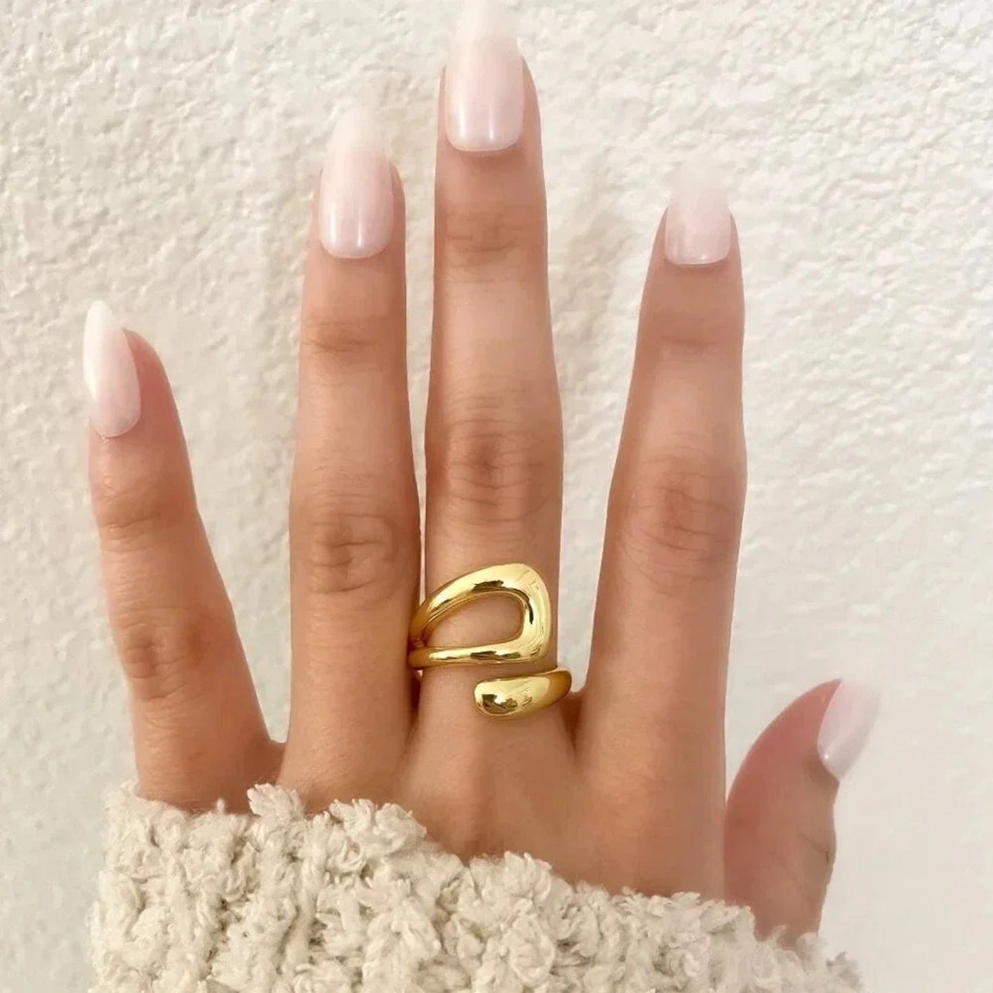 925 Sterling Silver Chunky Ring Gold Wrap Ring Large Ring Statement Ring
