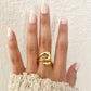 925 Sterling Silver Chunky Ring Gold Wrap Ring Large Ring Statement Ring