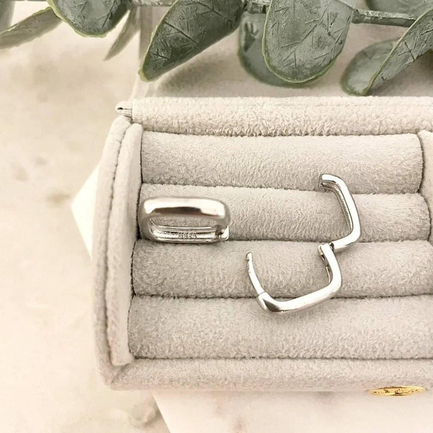 925 Sterling Silver Square Earrings Geometric Huggie Hoop Earrings Small Huggies